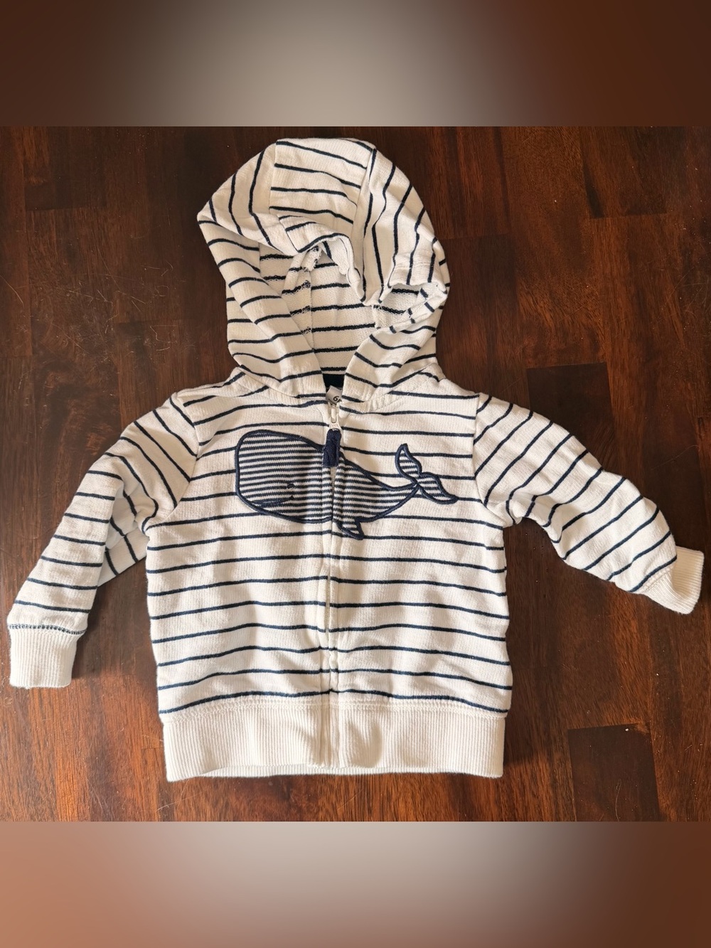 Carter’s Striped Navy & White Whale Hoodie - Kids Shirt